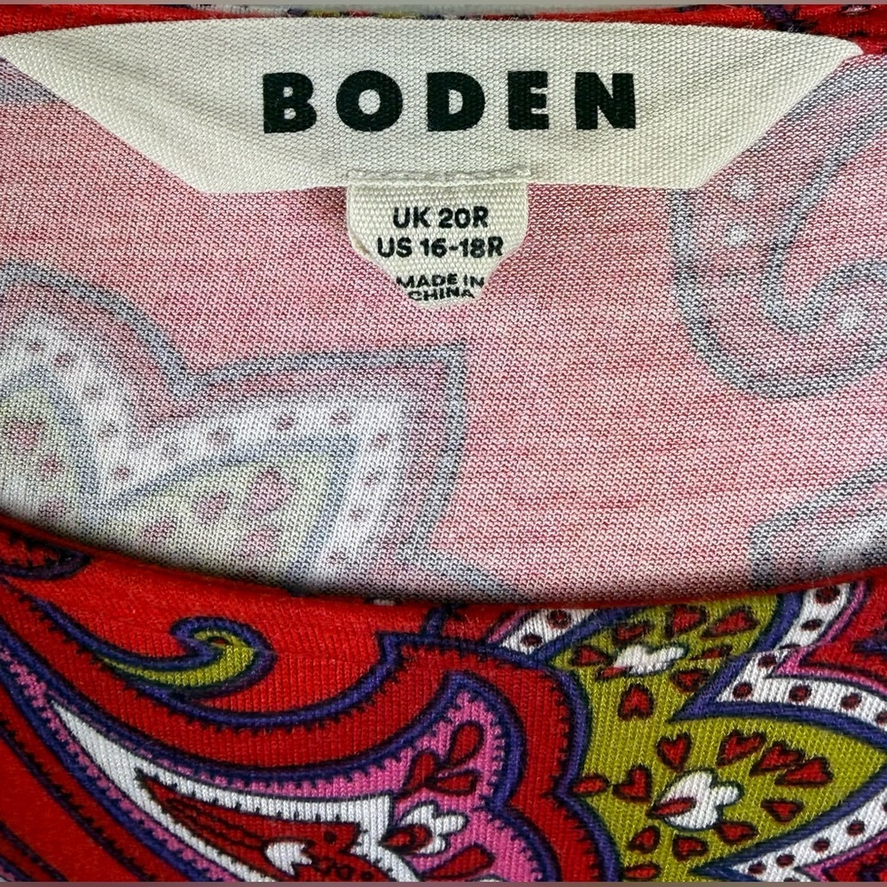 Boden Thea Long Sleeve Jersey Maxi Dress 16/18 Red Paisley - Picture 7 of 10